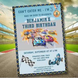 Invitation Thème de course automobile pour garçon pour un ann