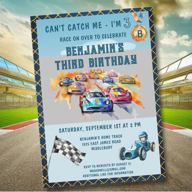 Invitation Thème de course automobile pour garçon pour un ann (Créateur téléchargé)