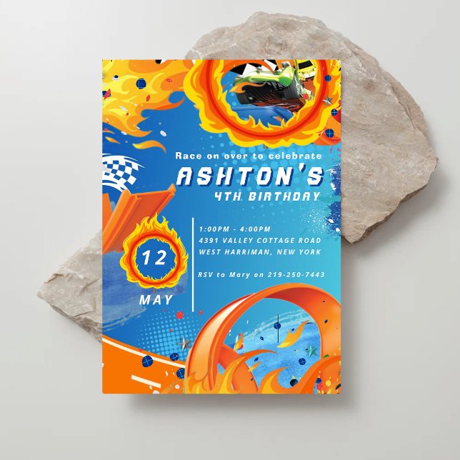 Invitation Thème de course de voitures automatiques (Créateur téléchargé)
