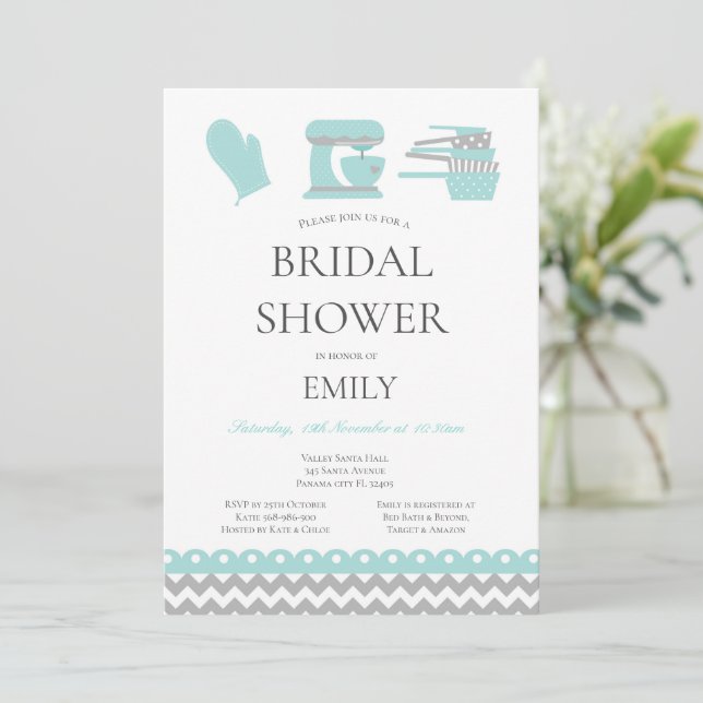 Invitation Thème de cuisine éditable pour la douche de mariée (Debout devant)