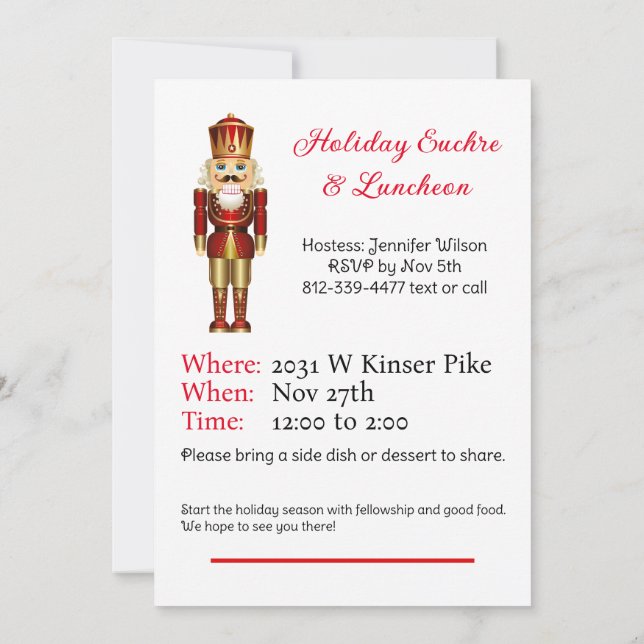 Invitation Thème de déjeuner de Noël Casse-Noisette Texte per (Dos)