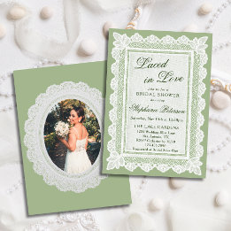 Invitation Thème de dentelle dans l'amour, vert, dentelle, ph