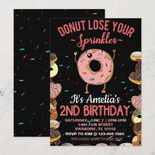 Invitation Thème de donut pour le 2e anniversaire Deux ans