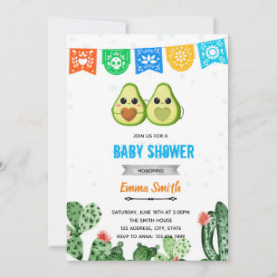 Invitation Thème de douche bleu fiesta avocat