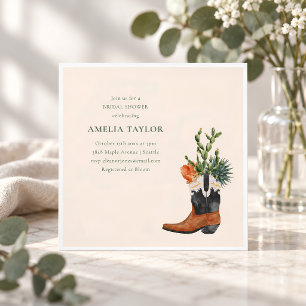 Invitation Thème de douche nuptiale aquarelle Cowgirl Cactus