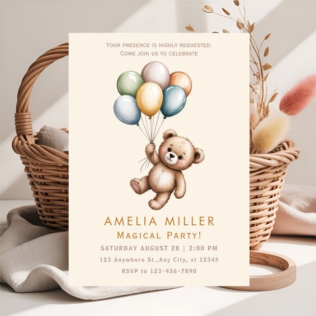 Invitation Thème de fête avec des animaux mignons (Créateur téléchargé)