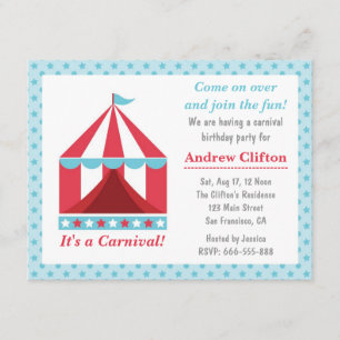 Invitation Thème de fête d'anniversaire Carnaval de jardin po