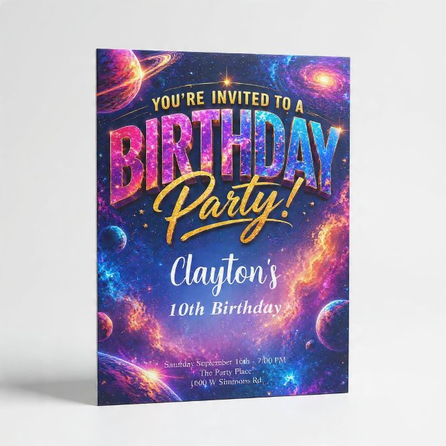 Invitation Thème de fête d'anniversaire Célébration de la gal (Créateur téléchargé)