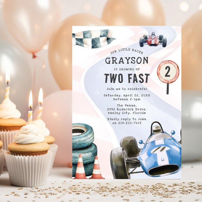 Invitation Thème de fête d'anniversaire de 2 ans pour les enf (Créateur téléchargé)