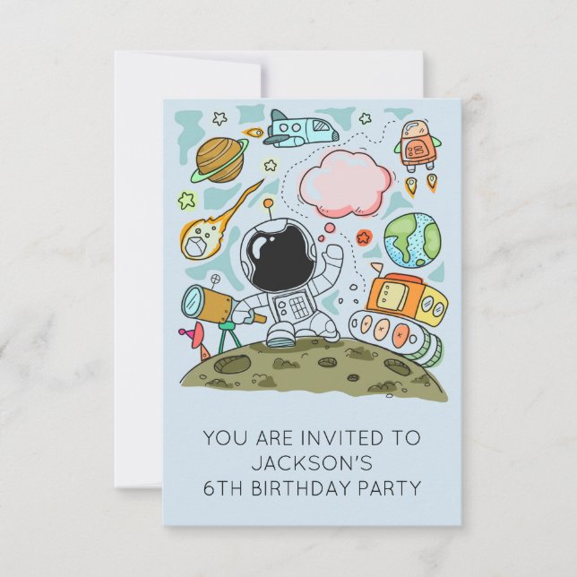 Invitation Thème de fête d'anniversaire de l'astronaute Boy (Devant)