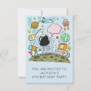 Invitation Thème de fête d'anniversaire de l'astronaute Boy