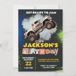 Invitation Thème de fête d'anniversaire de Monster Truck