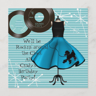 Invitation Thème de fête d'anniversaire des années 1950