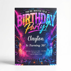 Invitation Thème de fête d'anniversaire du club de DJ de musi