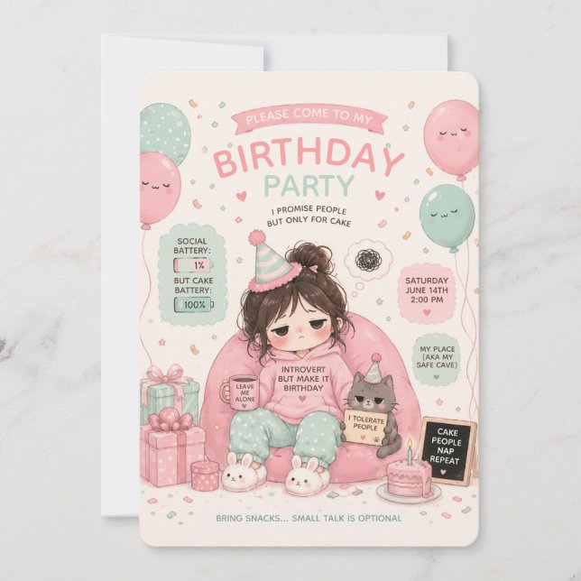 Invitation Thème de fête d'anniversaire pour batterie sociale (Devant)