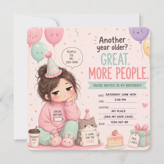 Invitation Thème de fête d'anniversaire pour batterie sociale (Devant)