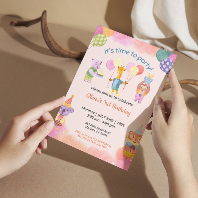 Invitation Thème de fête d'anniversaire pour enfants  (Créateur téléchargé)