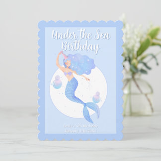 Invitation Thème de fête d'anniversaire pour enfants Sirène P