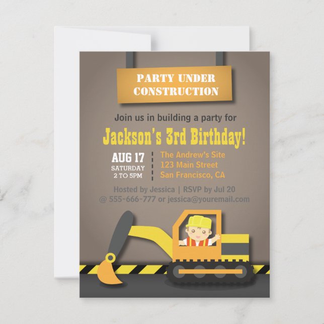 Invitation Thème de fête d'anniversaire pour enfants sur les  (Devant)