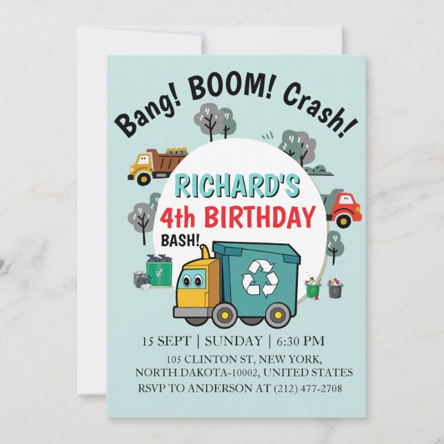 Invitation Thème de fête d'anniversaire pour enfants sur les  (Devant)