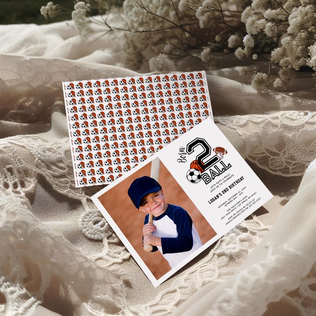 Invitation Thème de fête d'anniversaire pour garçon de 2 ans  (Créateur téléchargé)