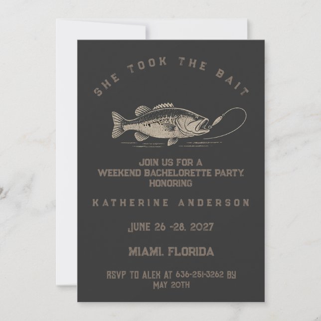 Invitation Thème de fête de bachelorette de pêche personnalis (Devant)