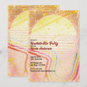 Invitation Thème de fête de Bachelorette rétro vintage jaune