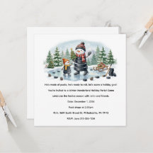 Thème de fête de bonhomme de neige de hockey