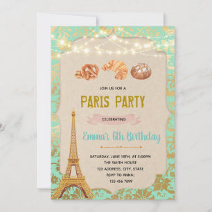 Invitation Thème de fête de boulangerie Paris sarcelle