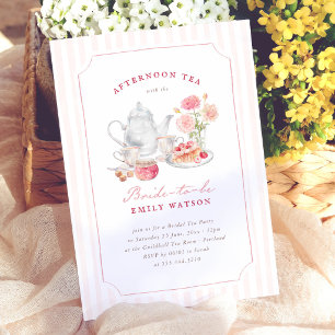 Invitation Thème de fête de fiançailles : Tea Party dans un j