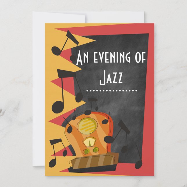 Invitation Thème de fête de jazz blues sur tableau noir (Devant)