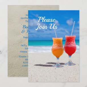 Invitation Thème de fête de plage de deux boissons