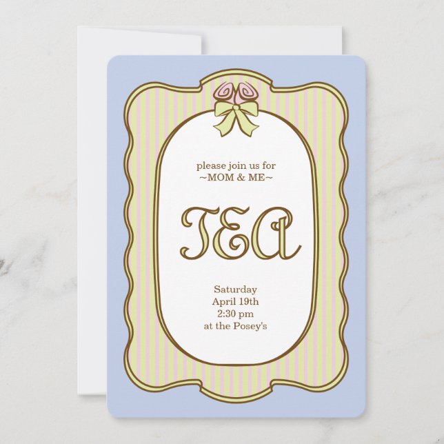 Invitation Thème de fête de thé rétro élégant pour mère et fi (Devant)