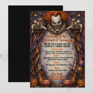 Invitation Thème de fête d'Halloween Costume de Clown Maléfiq