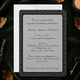 Invitation Thème de fête gothique damassé onyx lunatique