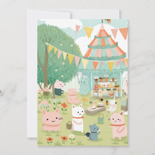 Invitation Thème de fête mignon. Anniversaire (Devant)