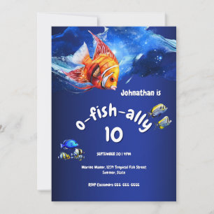 Invitation Thème de fête nautique pour garçons avec poissons