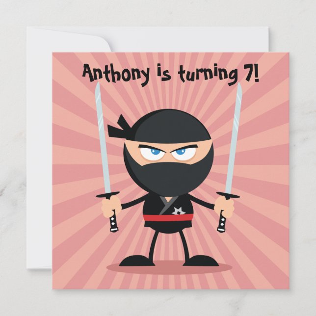 Invitation Thème de fête Ninja pour enfants (Devant)