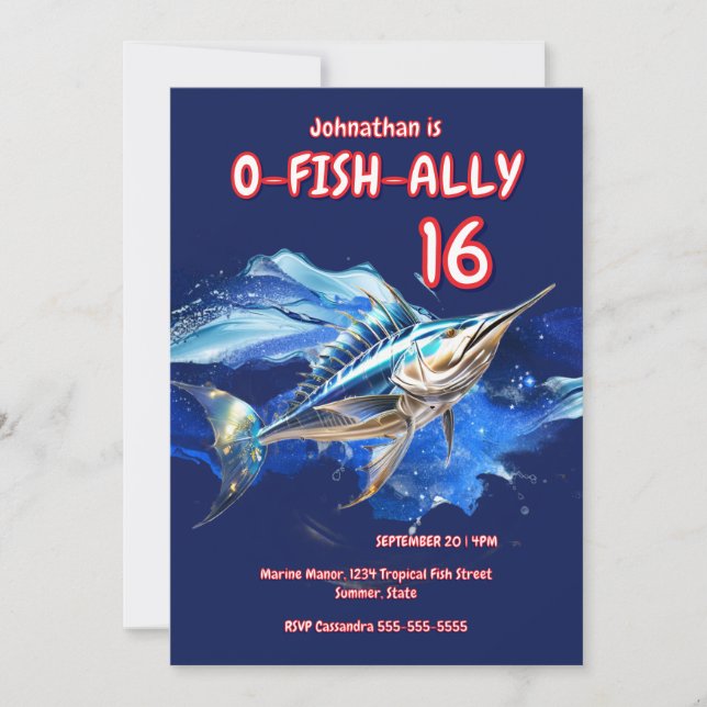 Invitation Thème de fête pour garçons pêche en haute mer de m (Devant)