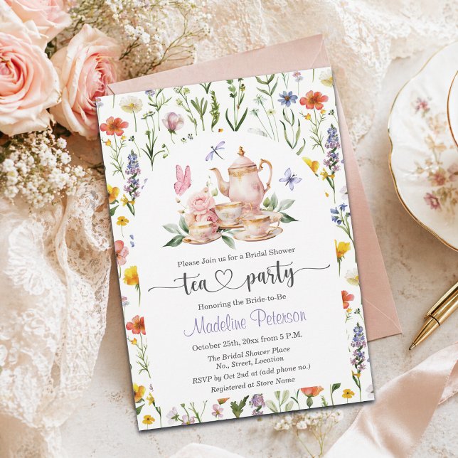 Invitation Thème de fête prénuptiale avec aquarelle et fleurs (Créateur téléchargé)