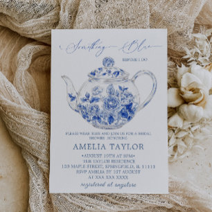 Invitation Thème de fête prénuptiale avec un salon de thé Som