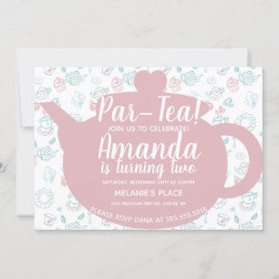 Invitation Thème de fête Tea Party mignonne