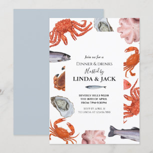 Invitation Thème de fruits de mer d'invitation de dîner