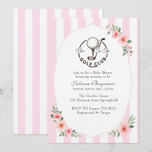 Invitation Thème de golf chic Fille florale rose Baby Shower