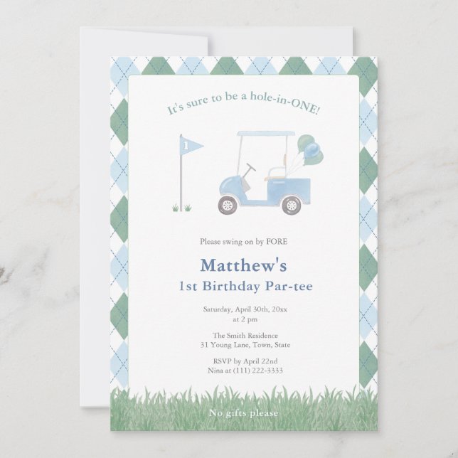 Invitation Thème de golf classique pour la fête d'anniversair (Devant)