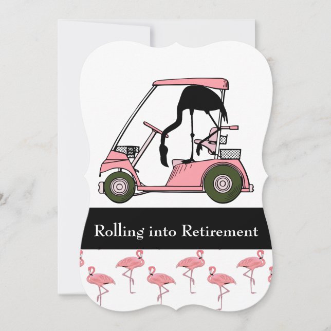 Invitation Thème de golf Fête de retraite Chariot de golf Fla (Devant)