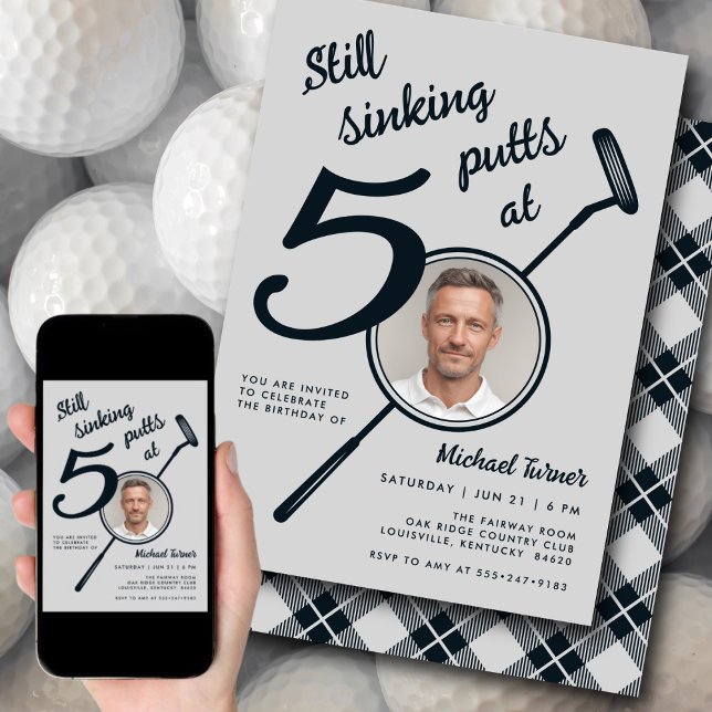 Invitation Thème de golf pour 50e anniversaire Adulte Putter  (Créateur téléchargé)