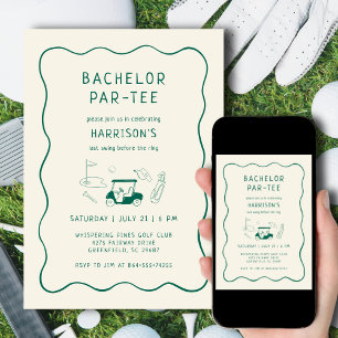 Invitation Thème de golf pour enterrement de vie de garçon mi