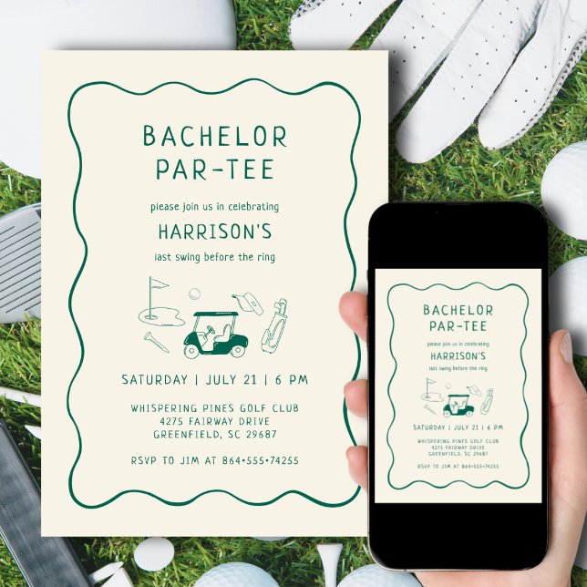 Invitation Thème de golf pour enterrement de vie de garçon mi (Créateur téléchargé)
