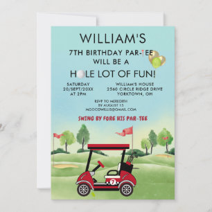Invitation Thème de golf pour garçon 7ème anniversaire Par-Te